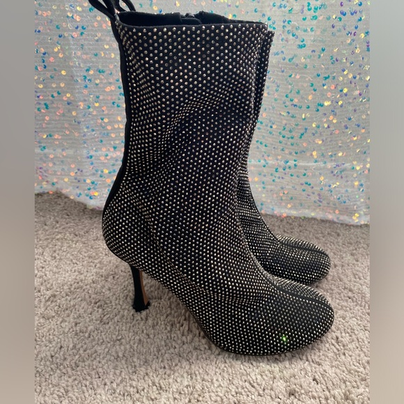 NWT ASOS Rhinestone embellished Short boots Black high heel sz 6 - Picture 4 of 7
